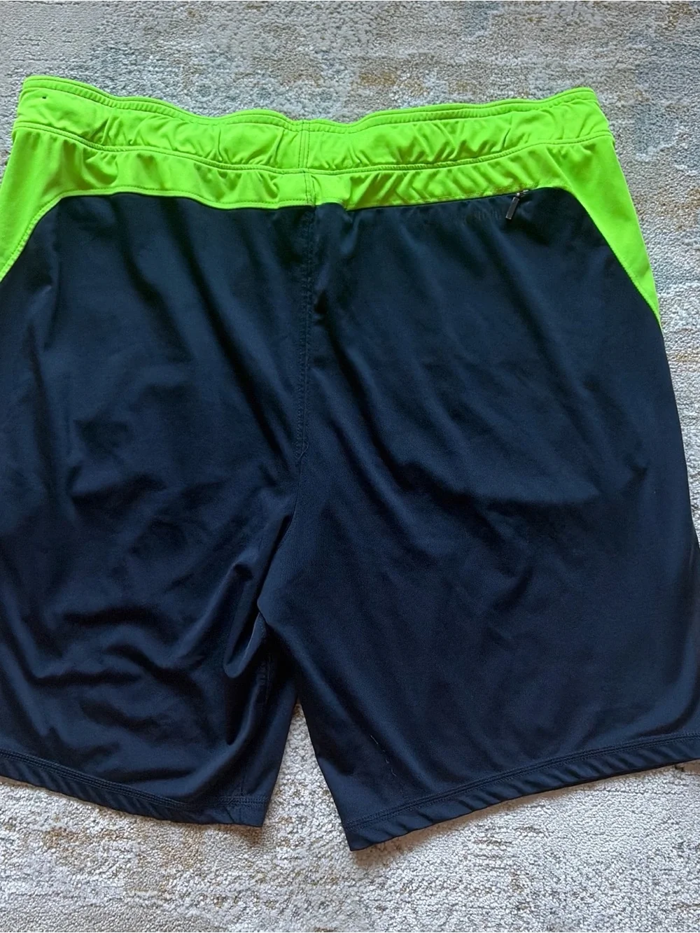 Abercrombie & Fitch Navy Athletic Men's Shorts with Neon Green Accents